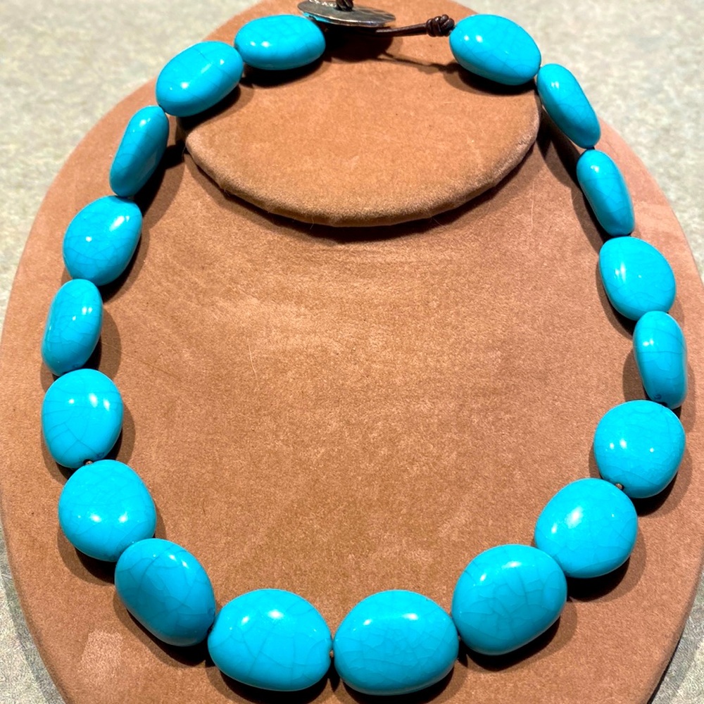 Beautiful Chaps Chunky Blue Statement Necklace - image 1